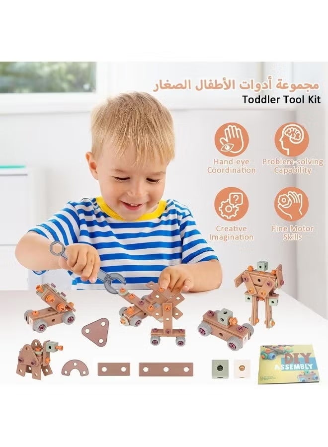 Kids Tool Set 158 PCS Durable Pretend Play Tool Toys for Toddler, Repair Toolbox Toys,Portable Tool Box Construction Tool Kit Playset Plastic Screwdriver Accessories Gift for Boys Ages 3 4 5 6 7 8 Years Old - Image 4