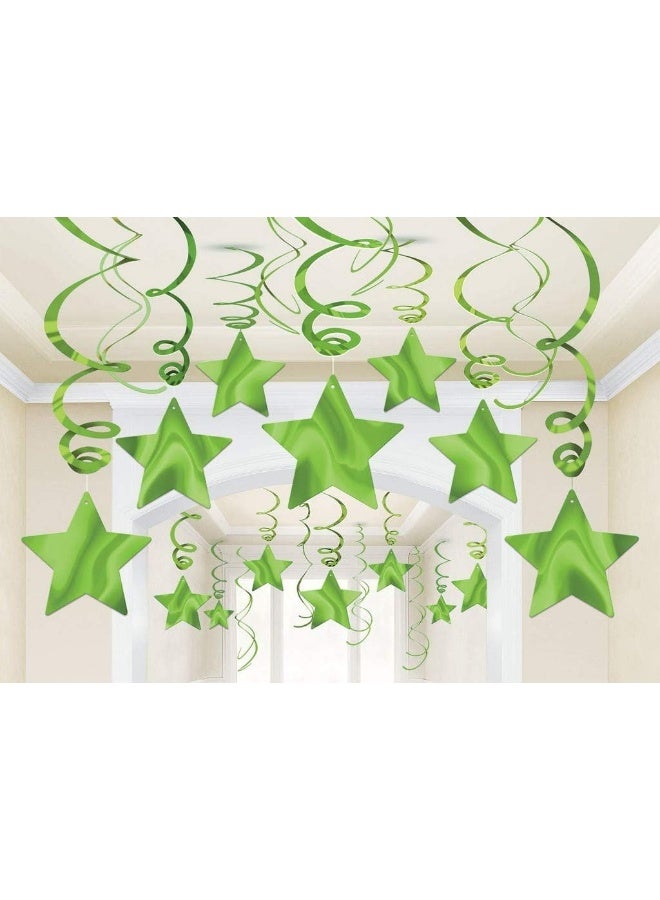 Amscan Kiwi Green Shooting Stars Swirl Decorations 30pcs