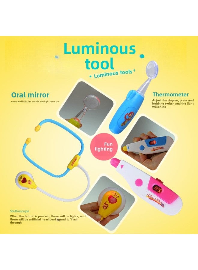 Children's Doctor Toy Trolley Case Set Boys And Girls Play House Simulation Medical Tools Travel Suit Sound And Light Toys Cross-Border-Color:527A Pink 12-piece Set (functional) - Image 4