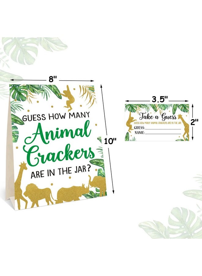 Bessmoso - Gold Safari Baby Shower Decorations Supplies Guess How Many Animal Crackers Game With Standing Sign 30 Cards - Image 1