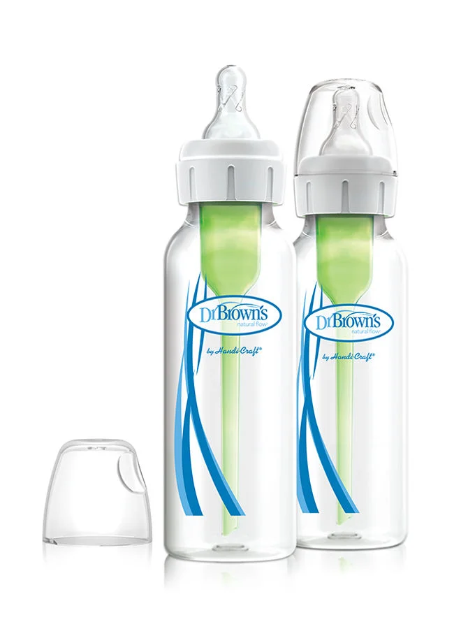 Dr. Brown’s Pack Of 2 Anti Colic Narrow Options Plus Baby Feeding Bottle, 2 X 250 ML, 0 Months +