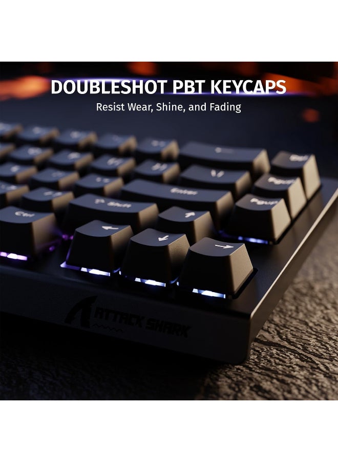 هجوم القرش ATTACK SHARK X68 HE 8000Hz Rapid Trigger Keyboard, 0.01mm RT Accuracy Wired Gaming Keyboard with Magnetic Switch, Adjustable Actuation, Rapid Trigger, Snap Tap, RGB Lighting for PC/Mac, Black - Image 4