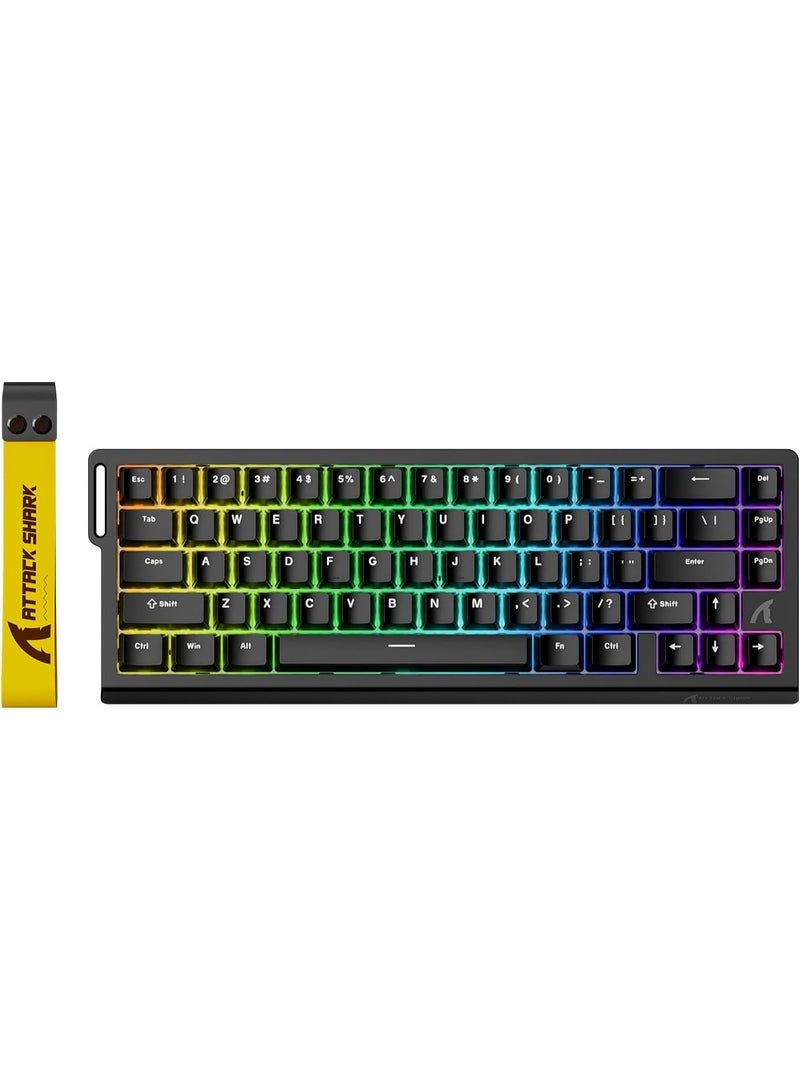 هجوم القرش ATTACK SHARK X68 HE 8000Hz Rapid Trigger Keyboard, 0.01mm RT Accuracy Wired Gaming Keyboard with Magnetic Switch, Adjustable Actuation, Rapid Trigger, Snap Tap, RGB Lighting for PC/Mac, Black - Image 1
