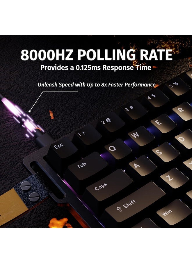 هجوم القرش ATTACK SHARK X68 HE 8000Hz Rapid Trigger Keyboard, 0.01mm RT Accuracy Wired Gaming Keyboard with Magnetic Switch, Adjustable Actuation, Rapid Trigger, Snap Tap, RGB Lighting for PC/Mac, Black - Image 2