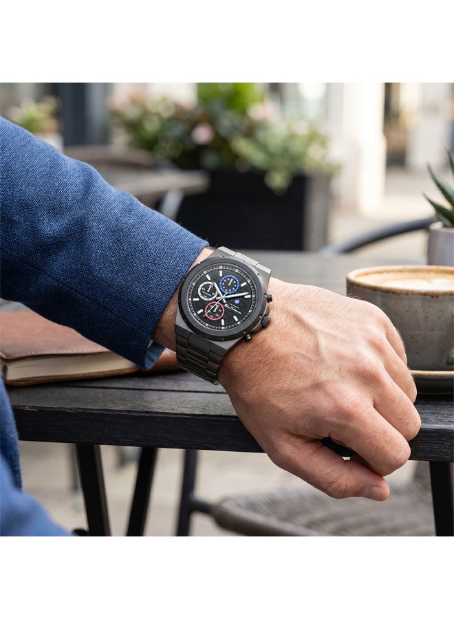 Ben Sherman Manchester  Black Dial Gunmetal Stainless Steel Bracelet Chronograph Watch for Men, 43mm - Image 5