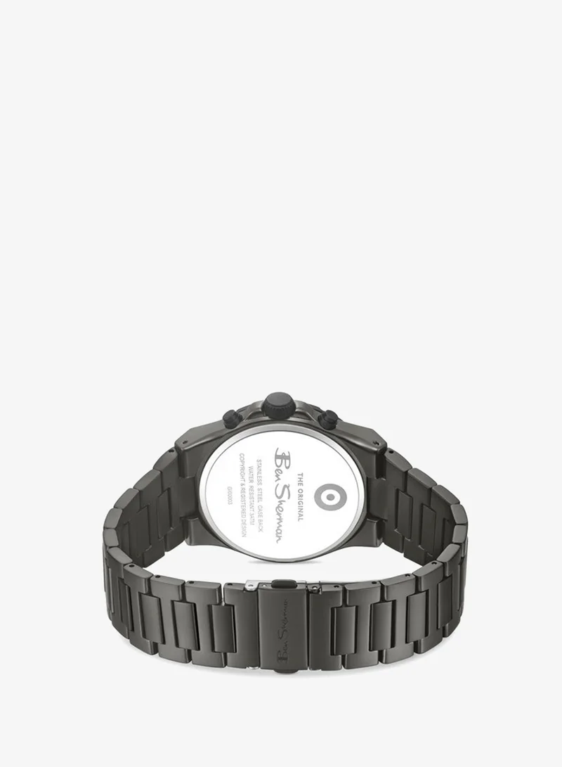Ben Sherman Black Manchester  Black Dial Gunmetal Stainless Steel Bracelet Chronograph Watch for Men, 43mm for Men | Best Price UAE