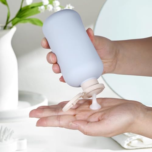 PiyuBind Plastic Travel Shampoo Bottles, 300ml Refillable Flip Cap Squeeze Bottles for Toiletries, Large Leakage-proof Travel Shampoo and Conditioner Container (Blue) - Image 3