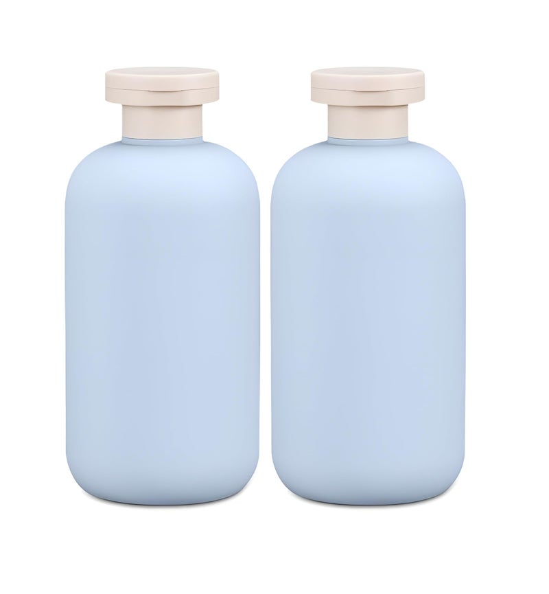 PiyuBind Plastic Travel Shampoo Bottles, 300ml Refillable Flip Cap Squeeze Bottles for Toiletries, Large Leakage-proof Travel Shampoo and Conditioner Container (Blue) - Image 1