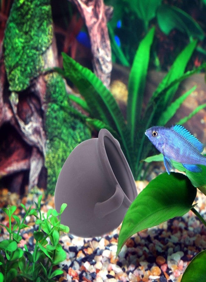AnRui Ceramic Jar Aquarium Ornament Decor Natural Clay Vase Betta House Hideout Cave Pot Fish Tank Decorations Accessories for Cichlid, Small Fish, Shrimp to Play Hide Breed Habitat, Large - Image 4