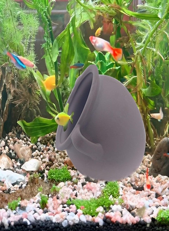 AnRui Ceramic Jar Aquarium Ornament Decor Natural Clay Vase Betta House Hideout Cave Pot Fish Tank Decorations Accessories for Cichlid, Small Fish, Shrimp to Play Hide Breed Habitat, Large - Image 3