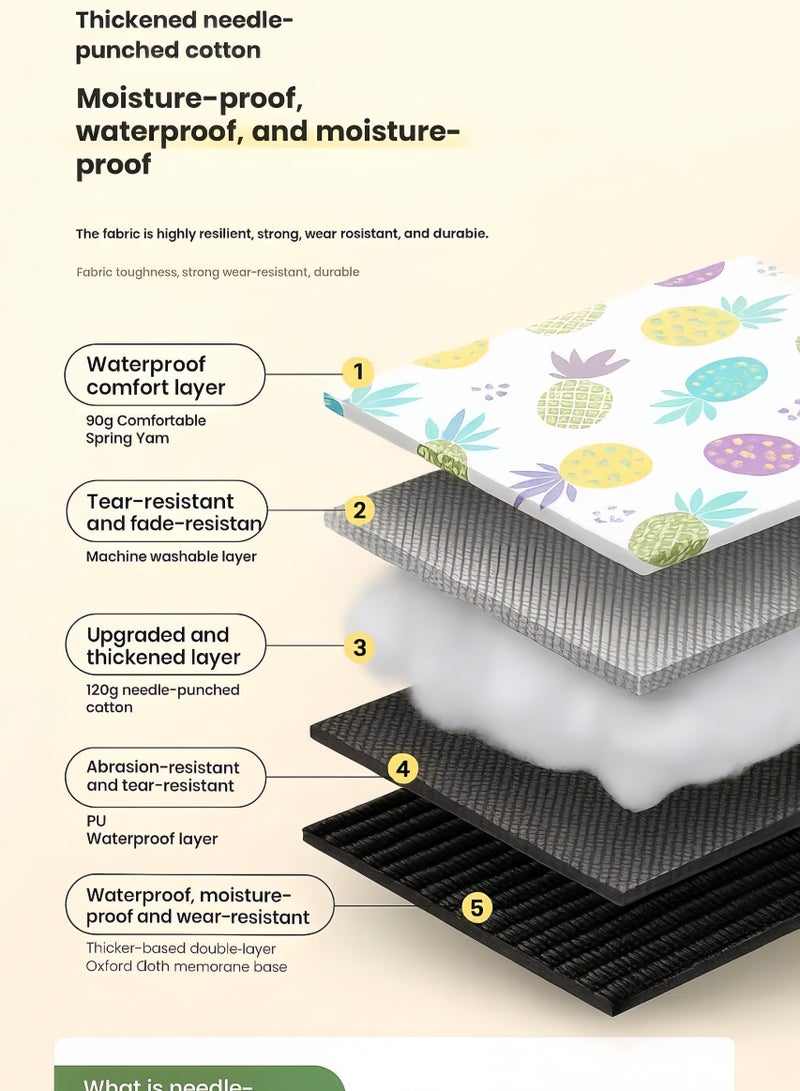 بطانية نزهة كبيرة جدًا / بطانية شاطئ بنقشة الأناناس، حصيرة خارجية قابلة للطي ومضادة للماء والرمال، مناسبة للشاطئ والتخييم والمشي والسفر والعائلة والحفلات والحدائق والمهرجانات الموسيقية والعشب (78.7 × 78.7 بوصة) - Image 3