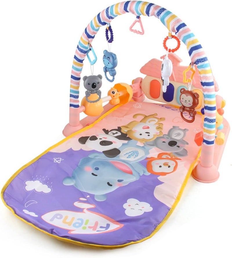 klarako Baby Kick and Play Piano Gym Newborn Music Fitness Rack Play Mat 2 in 1 Infant Game Carpet Crawling Mat Educational Toys for 0 18 Months Baby  Pink A - Image 5