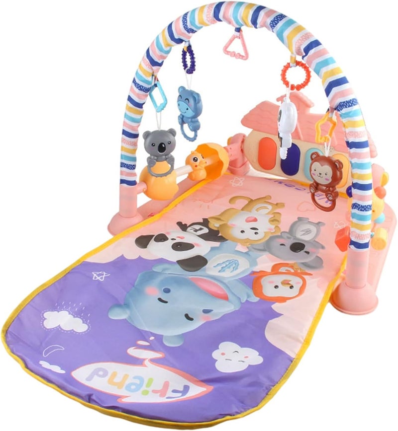 klarako Baby Kick and Play Piano Gym Newborn Music Fitness Rack Play Mat 2 in 1 Infant Game Carpet Crawling Mat Educational Toys for 0 18 Months Baby  Pink A - Image 3