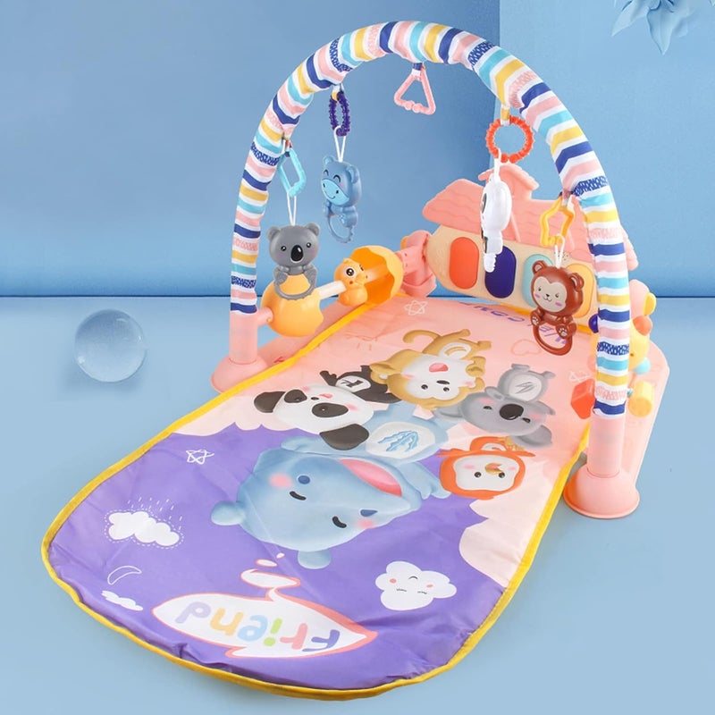 klarako Baby Kick and Play Piano Gym Newborn Music Fitness Rack Play Mat 2 in 1 Infant Game Carpet Crawling Mat Educational Toys for 0 18 Months Baby  Pink A - Image 2