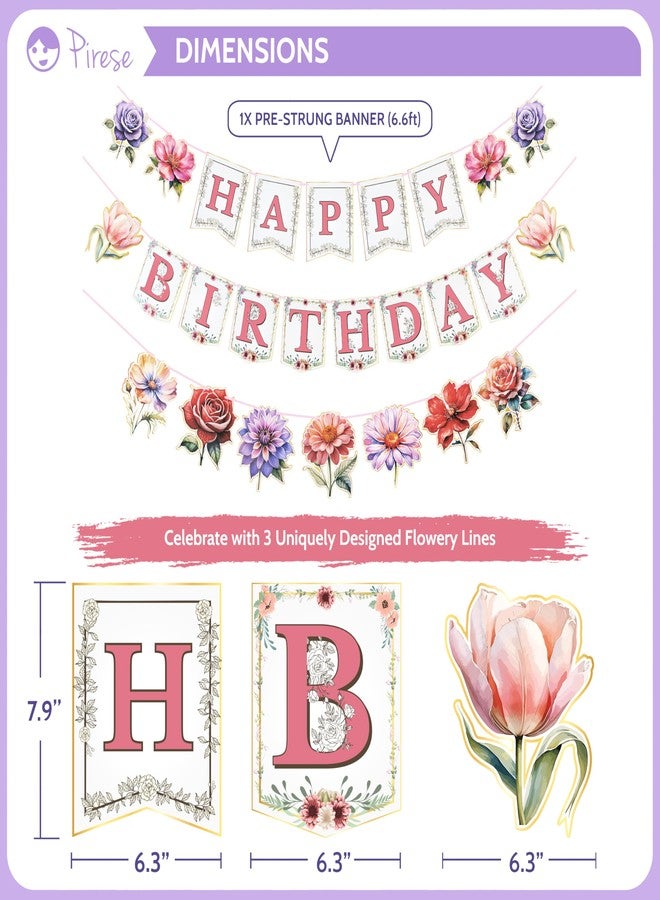 Pirese Flower Birthday Decorations, Wildflower Banner Kit with Balloons and Garland, Floral Party Supplies for Girls, Wild Flower Theme Birthday Decor - Image 3