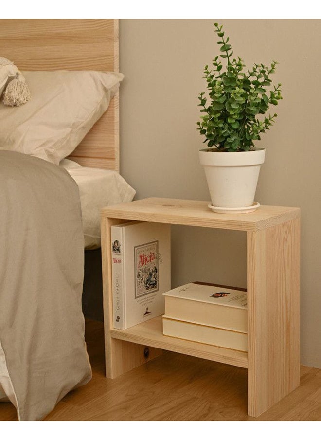 Art Wood Commode/Side Table -  Natural Suede Wood 