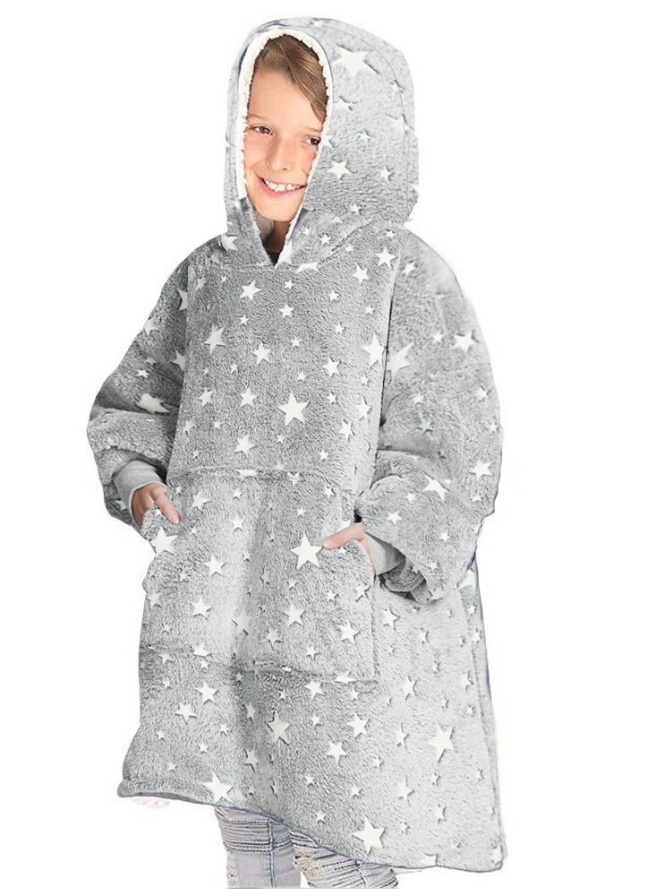 Loquat 2024 Blanket Children's Solid Color Hoodie Warm Casual Jacket TV Blanket 