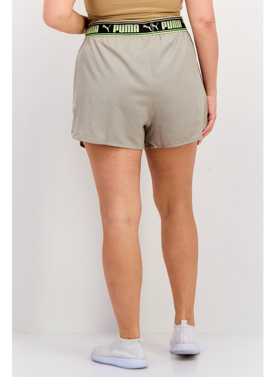 PUMA Women Brand Logo Training Shorts , Khaki  - Image 2