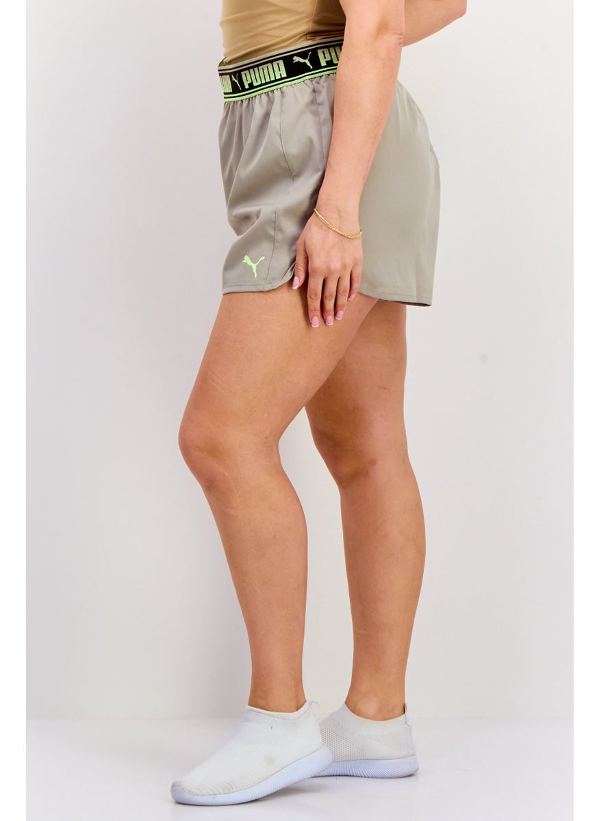 PUMA Women Brand Logo Training Shorts , Khaki  - Image 3