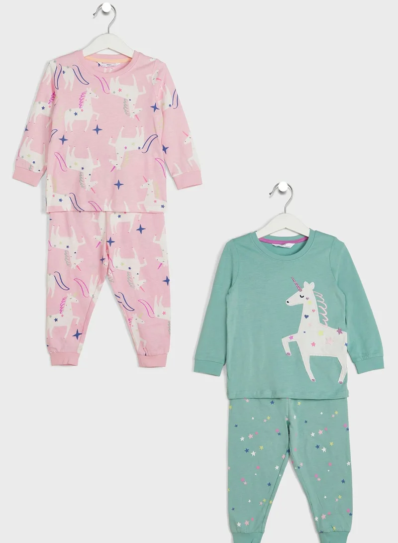 Marks & Spencer Kids 2 Pack Unicorn Pyjama Set