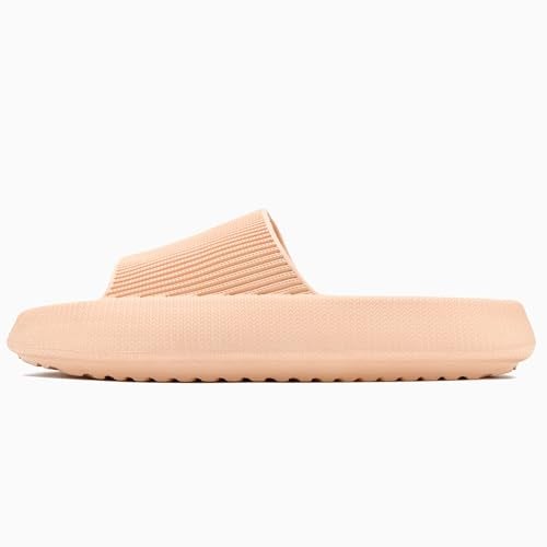 rosyclo Cloud Slides for Woman and Man, Pillow House Slippers Super Soft Comfy Non-Slip Massage Bathroom Shower Shoes Cloud Cushion Slide Sandals for Indoor Outdoor,Peach - Image 4