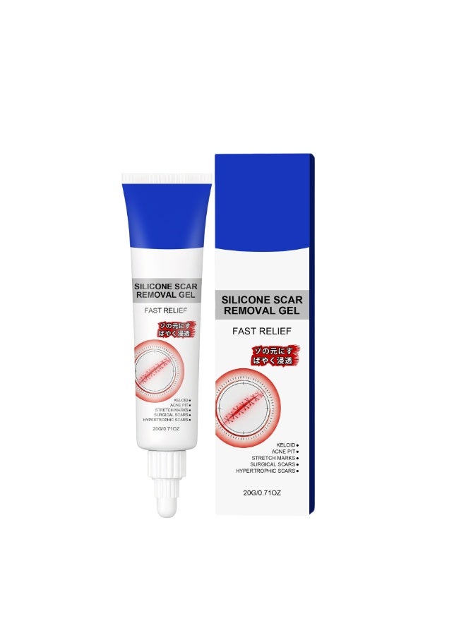 Silicone Scar Removal Gel 20g, Fast Relief Scar Treatment Cream for Surgical Scars, Keloid, Acne Scars, Stretch Marks & Hypertrophic Scars, Lightweight Non-Greasy Scar Repair Gel for All Skin Types Including Sensitive Skin - Image 1
