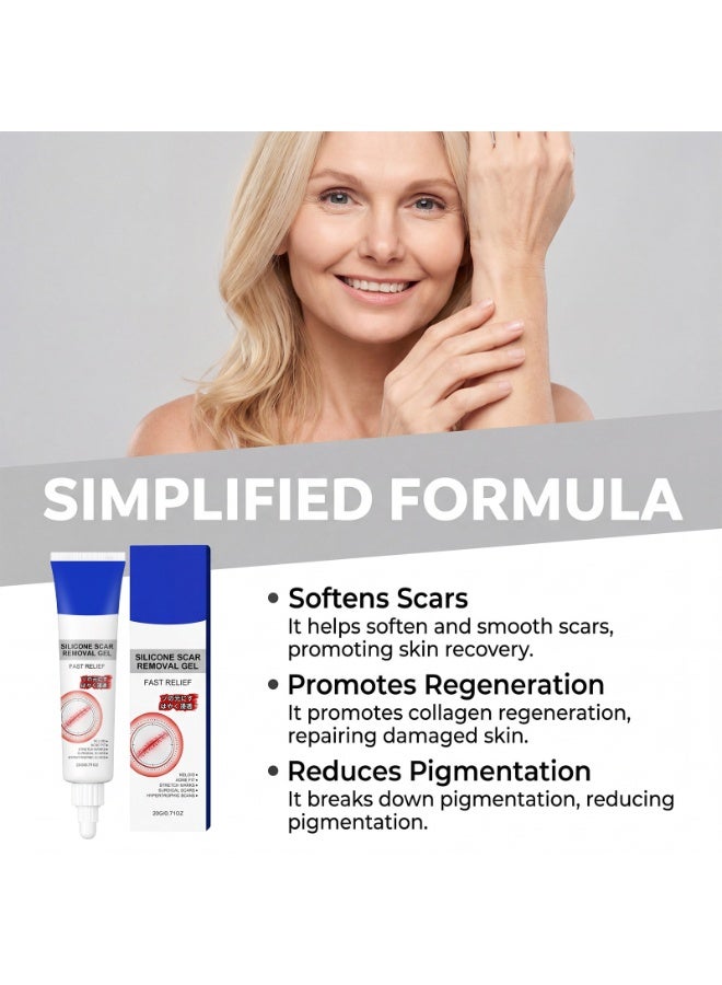 Silicone Scar Removal Gel 20g, Fast Relief Scar Treatment Cream for Surgical Scars, Keloid, Acne Scars, Stretch Marks & Hypertrophic Scars, Lightweight Non-Greasy Scar Repair Gel for All Skin Types Including Sensitive Skin - Image 4