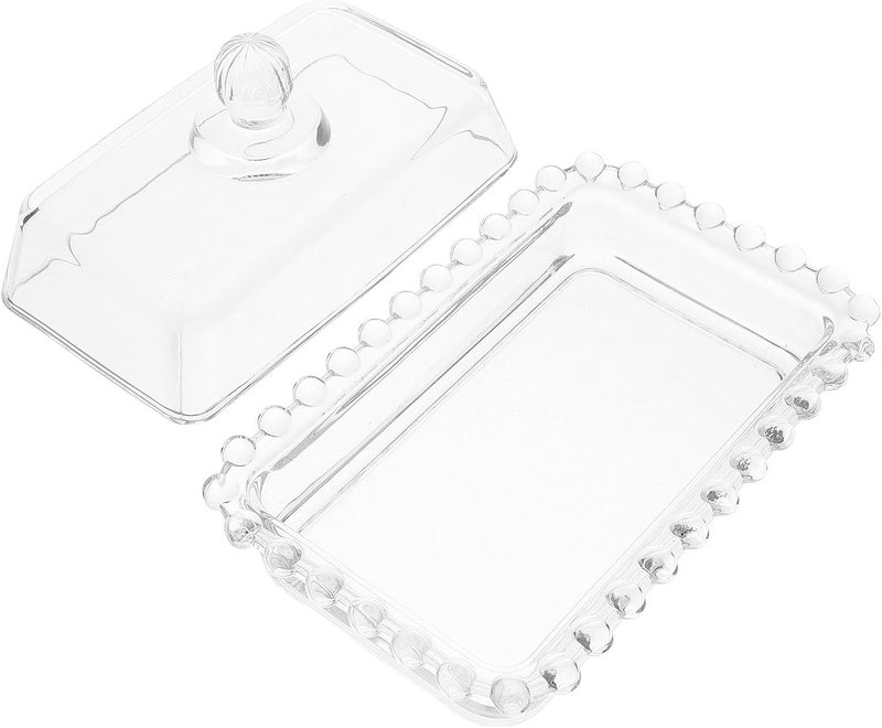 Glass Butter Dish with Lid Pearl-edged Butter Box for Kitchen and Dining Table Use - Image 1