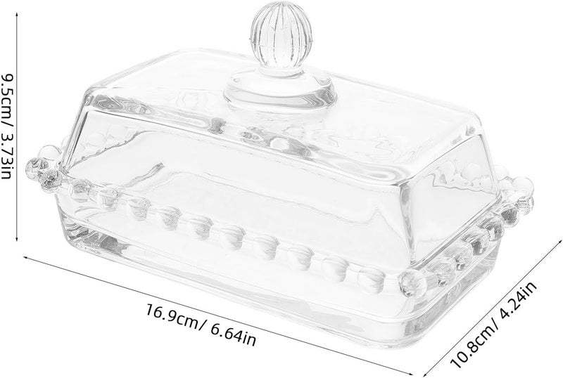 Glass Butter Dish with Lid Pearl-edged Butter Box for Kitchen and Dining Table Use - Image 2