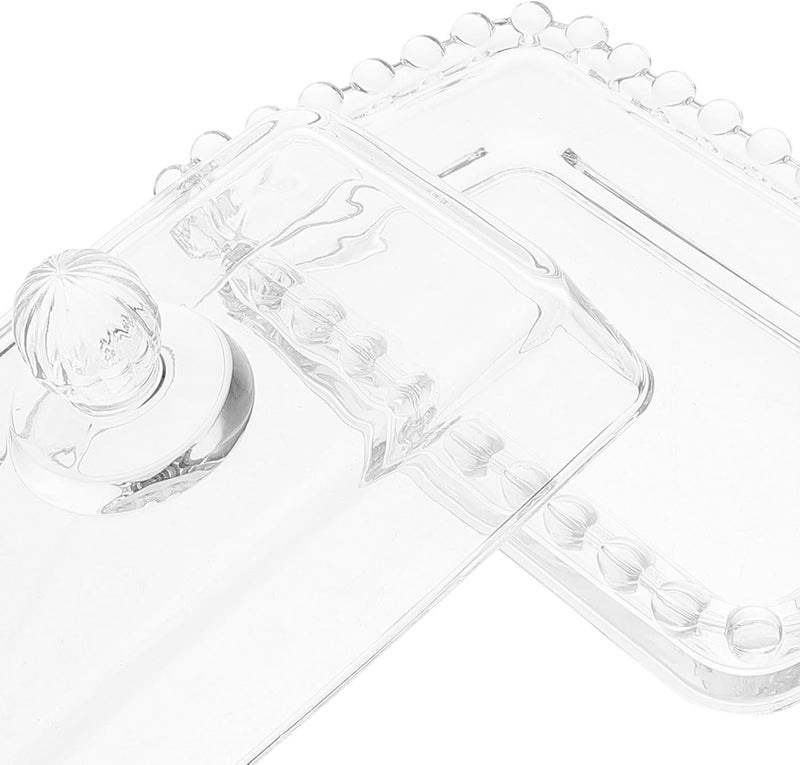Glass Butter Dish with Lid Pearl-edged Butter Box for Kitchen and Dining Table Use - Image 3