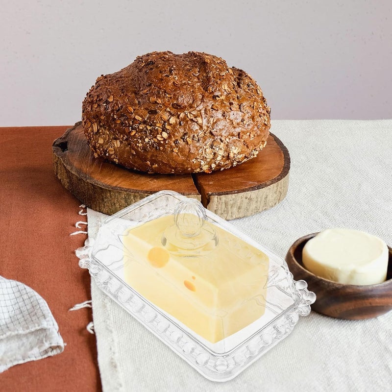 Glass Butter Dish with Lid Pearl-edged Butter Box for Kitchen and Dining Table Use - Image 5