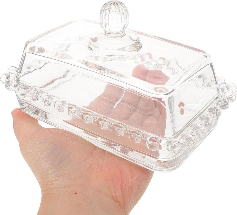 Glass Butter Dish with Lid Pearl-edged Butter Box for Kitchen and Dining Table Use - Image 4