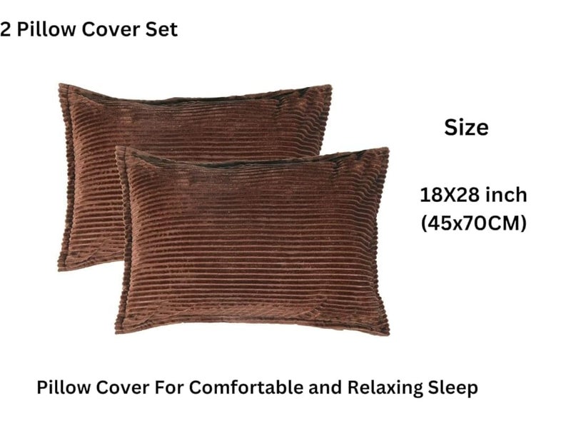 YETLI Pencil Warm Supersoft Smooth Flannel Minky Woollen Winter 1 Fitted Double bedsheet with 2 Pillow Covers - Brown - Image 3