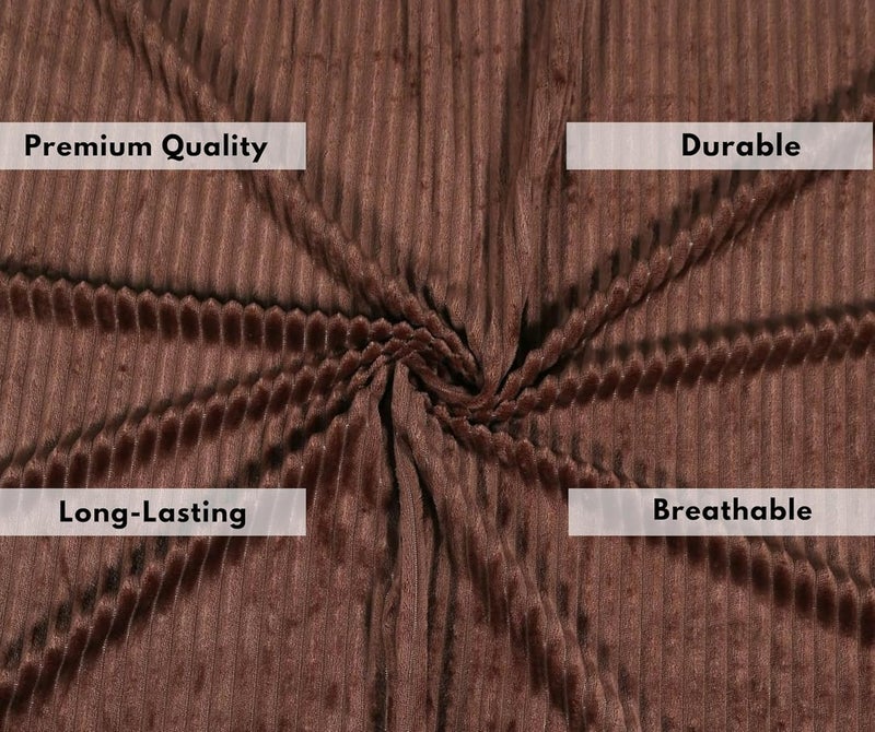 YETLI Pencil Warm Supersoft Smooth Flannel Minky Woollen Winter 1 Fitted Double bedsheet with 2 Pillow Covers - Brown - Image 2