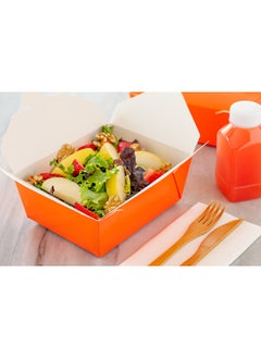 Restaurantware Restaurantware-Bio Tek 45 Ounce Take Out Boxes, 200 To Go Lunch Boxes - Tab-Lock Closure, Heat-Tolerant, Orange Paper Disposable Lunch Boxes, Greaseproof, For Hot And Cold Foods  - Image 5