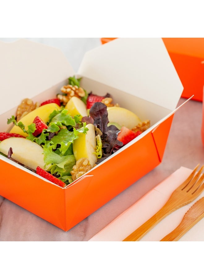 Restaurantware - Bio Tek 45 Ounce Take Out Boxes, 200 To Go Lunch Boxes - Tab-Lock Closure, Heat-Tolerant, Orange Paper Disposable Lunch Boxes, Greaseproof, For Hot And Cold Foods - Image 1