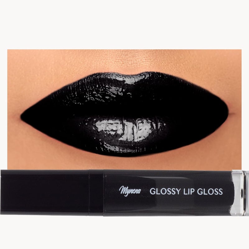 Mynena Black High Shine NonSticky Lip Gloss  Lightweight Hydrating  Moisturizing  Vegan  CrueltyFree  Blake