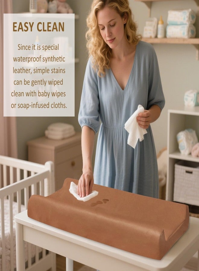 Owlowla Changing Pad Cover,Waterproof Changing Pad Covers-Soft Leather Diaper Changing Table Cover,Fits Standard Changing Pads for Baby Boy Girl（Brown） - Image 3