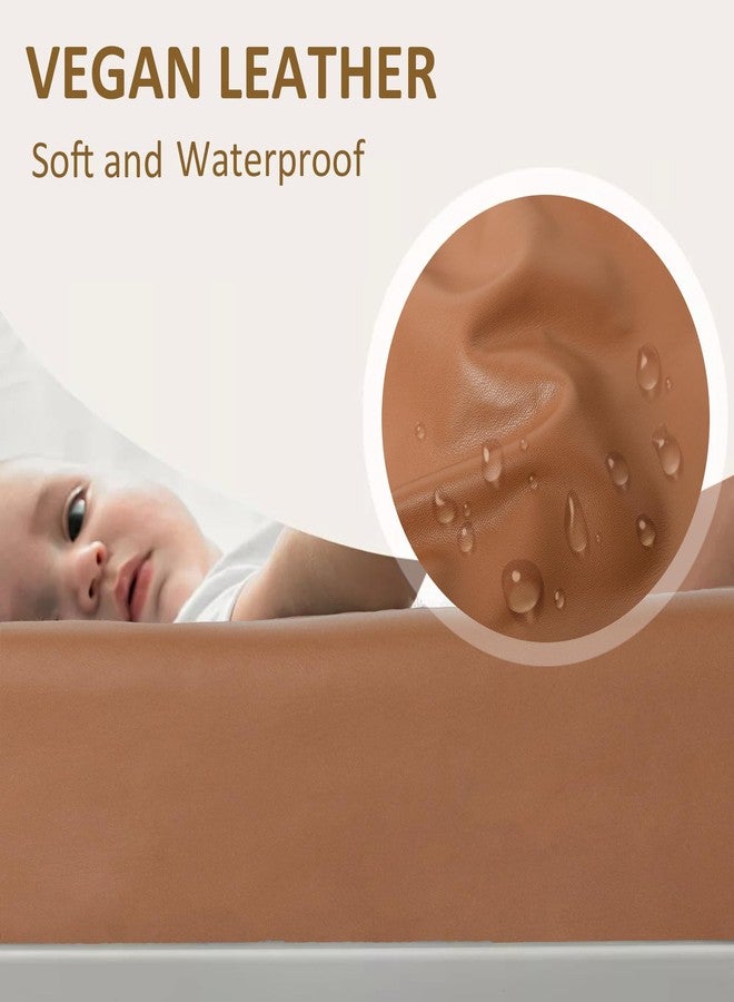 Owlowla Changing Pad Cover,Waterproof Changing Pad Covers-Soft Leather Diaper Changing Table Cover,Fits Standard Changing Pads for Baby Boy Girl（Brown） - Image 2