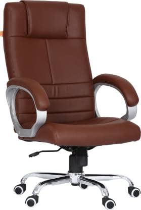 ROAR WOOD ROAR WOOD High Back Brown Cushioned Leather Executive Boss Director Manager Study Desk Chair Gaming Special Office Revolving 360 Fully Adjustable with Extra Comfort Ergonomic for Work at Home  - Image 1