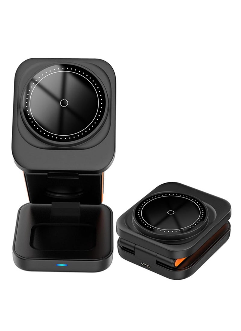 Foldable 3 in 1 Magnetic Wireless Charging Station for Apple Devices - iPhone 15/14/13/12 Series, AirPods Pro/3/2, Apple Watch Ultra/SE/9/8/7/6/5/4/3/2-Portable Travel Charger for MagSafe