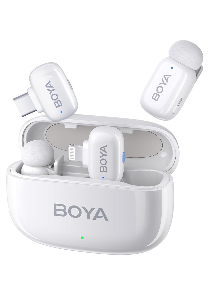 BOYA Mini-13 Wireless Microphone for iPhone/Android/PC/Tablets with USB C/Lightning Plug, MFi Certified, Noise Reduction, AI Voice Changer, 30H Battery Life with Charging Case for Video Recording Podcast  - Image 1