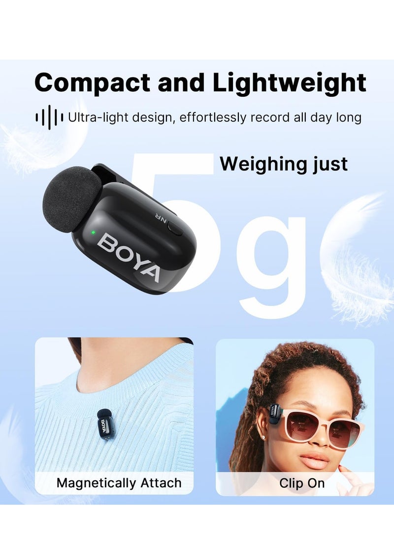 BOYA Mini-13 Wireless Microphone for iPhone/Android/PC/Tablets with USB C/Lightning Plug, MFi Certified, Noise Reduction, AI Voice Changer, 30H Battery Life with Charging Case for Video Recording Podcast  - Image 2