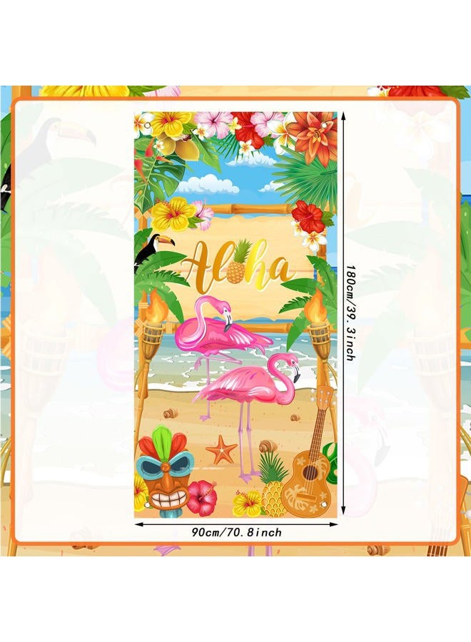 Rtteri Aloha Party Decorations Hawaiian Door Cover Sign Summer Luau Beach Supplies Party Door Banner Tropical Tiki Party Backdrop for Hawaiian Party Yard Birthday Accessory - Image 2