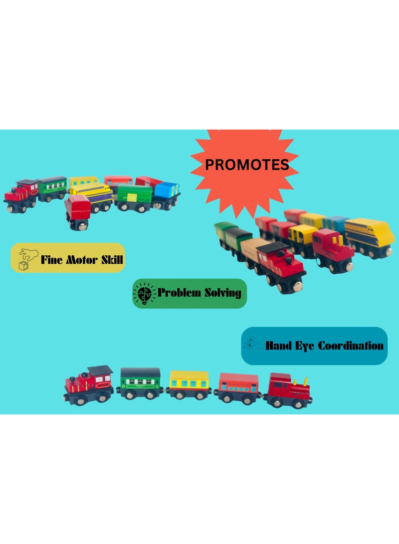 【12-Piece Premium Set】Wooden Train Toy Collection | With Elegant Wooden Storage Box | Magnetic Connection Safety Design | Eco-Friendly Solid Wood Material | 3-Inch Cars Perfect For Little Hands | Inertia Gliding Fun | Early Educational Toy | Develops Motor Skills & Creativity | Non-Toxic Safe Gift Choice - Image 4