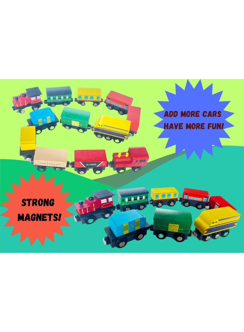 【12-Piece Premium Set】Wooden Train Toy Collection | With Elegant Wooden Storage Box | Magnetic Connection Safety Design | Eco-Friendly Solid Wood Material | 3-Inch Cars Perfect For Little Hands | Inertia Gliding Fun | Early Educational Toy | Develops Motor Skills & Creativity | Non-Toxic Safe Gift Choice - Image 3