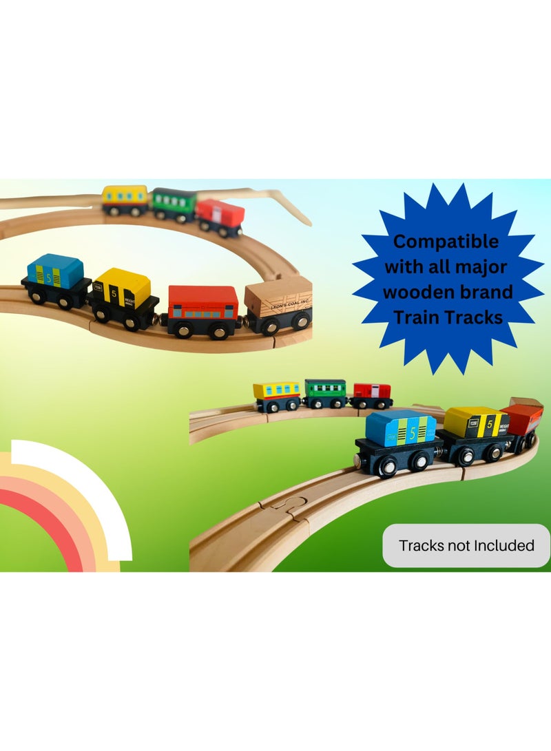【12-Piece Premium Set】Wooden Train Toy Collection | With Elegant Wooden Storage Box | Magnetic Connection Safety Design | Eco-Friendly Solid Wood Material | 3-Inch Cars Perfect For Little Hands | Inertia Gliding Fun | Early Educational Toy | Develops Motor Skills & Creativity | Non-Toxic Safe Gift Choice - Image 5