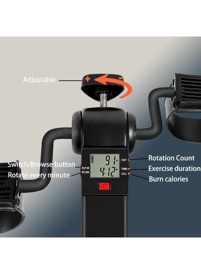 Foldable Mini Pedal Exerciser With LCD Monitor, Portable Under Desk Arm Leg Cycle Bike For Office Home Cardio Workout - Image 5