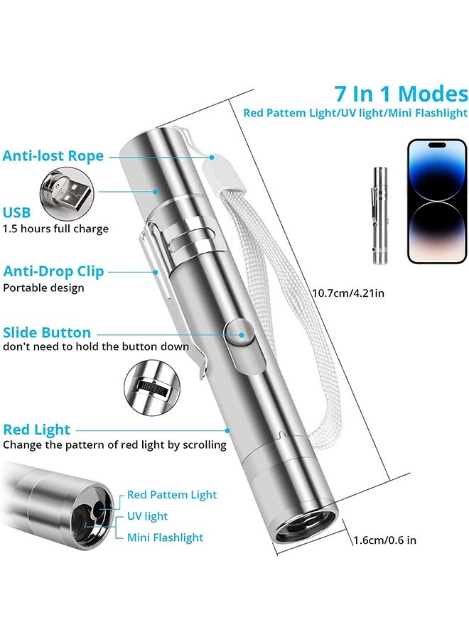 Cat Laser Pointer Toys Rechargeable 2 Color Lights 5 Patterns 7 in 1 Function Red Pointer Interactive Cat Toy Cats Dogs Interactive Pet Toys for Playing Exercise Chaser Toys Cat Lovers Gift - Image 2