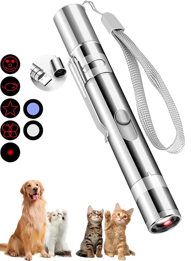 Cat Laser Pointer Toys Rechargeable 2 Color Lights 5 Patterns 7 in 1 Function Red Pointer Interactive Cat Toy Cats Dogs Interactive Pet Toys for Playing Exercise Chaser Toys Cat Lovers Gift - Image 1